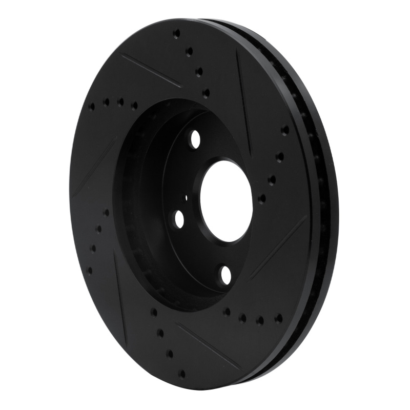 Lexus ES300 Brake Rotor (1) - Front Left - R1 Concepts - Drilled & Slotted - Black - `92-`06